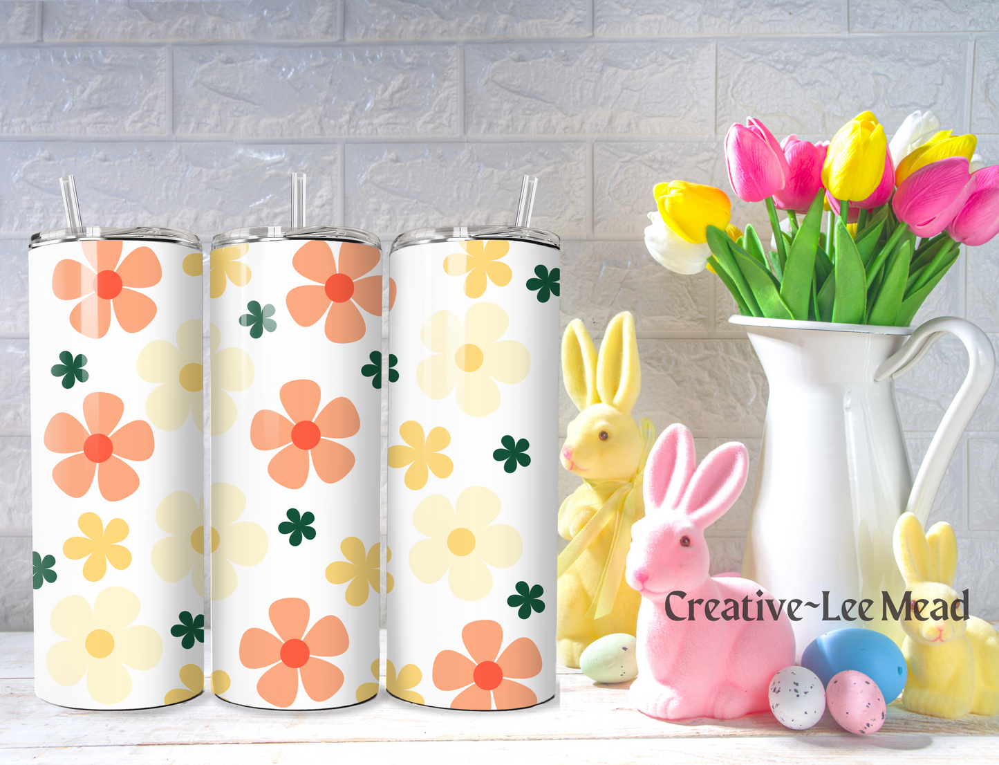 Orange & Yellow Spring Flower Pattern 20oz Tumbler