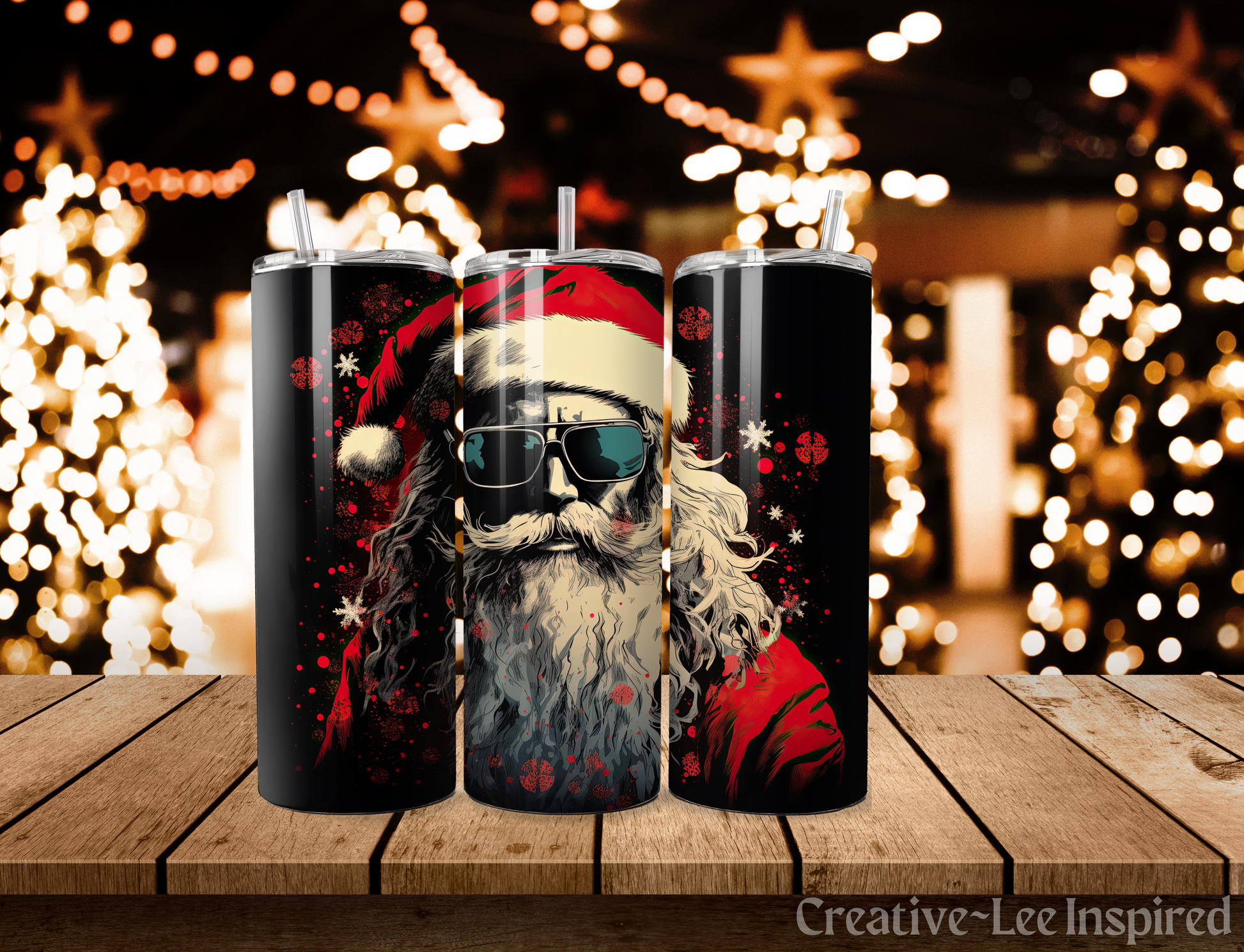 Retro Santa Christmas Tumbler with Lid and Metal Straw, Christmas Trav –  Creative Lee Mead