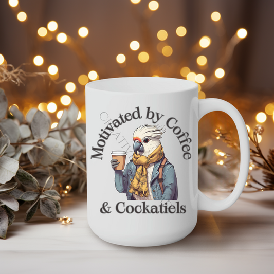 Motivated by Coffee & Cockatiels 15oz Mug