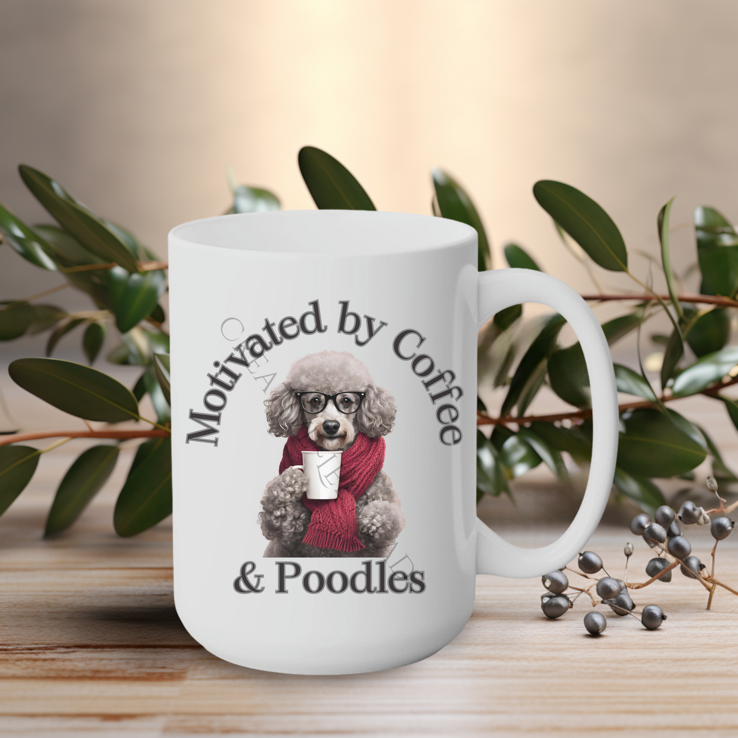 Motivated by Coffee & Poodles 15oz Mug