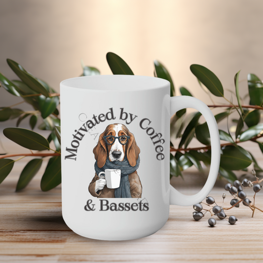 Motivated by Coffee & Bassets 15oz Mug