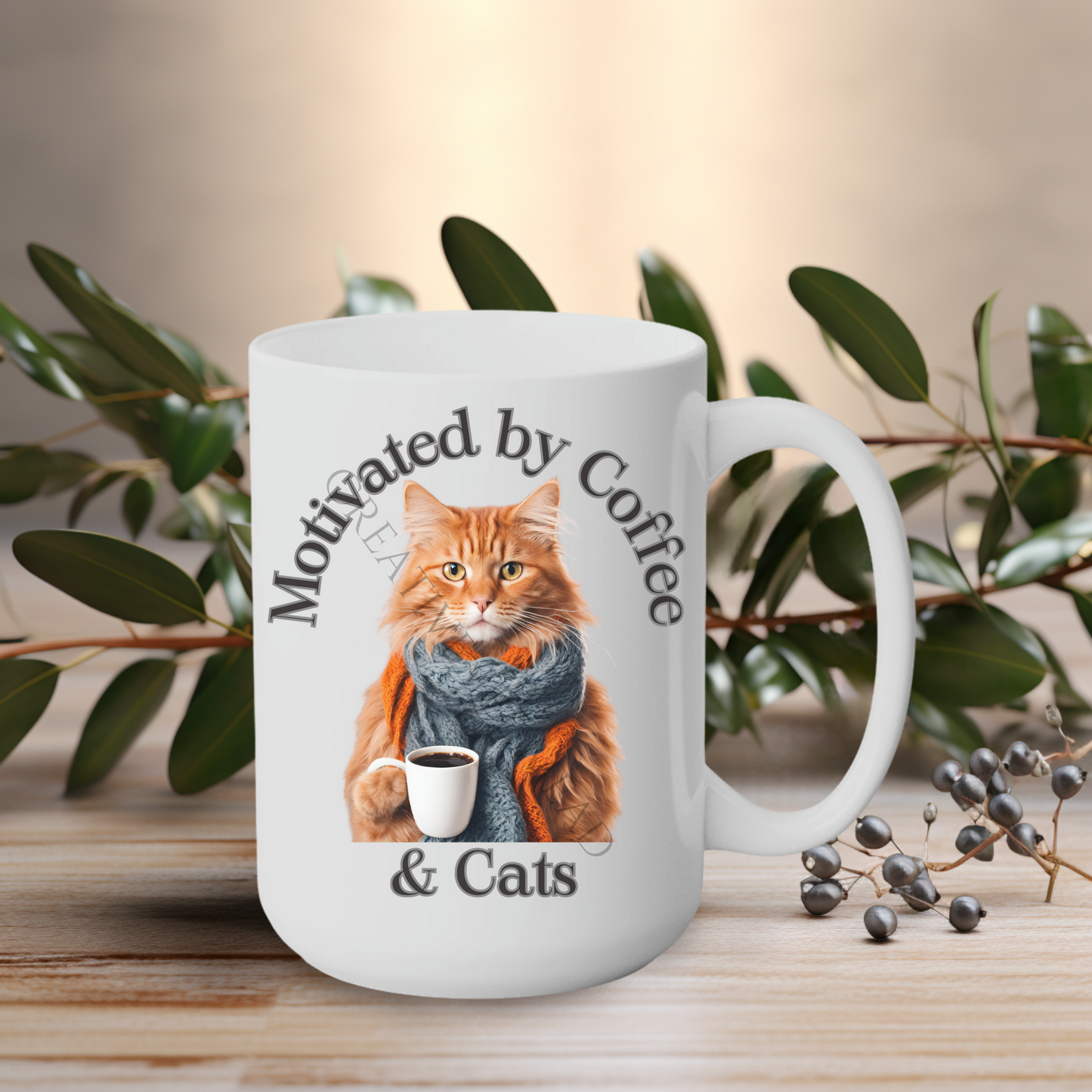 Motivated by Coffee & Cats 15oz Mug