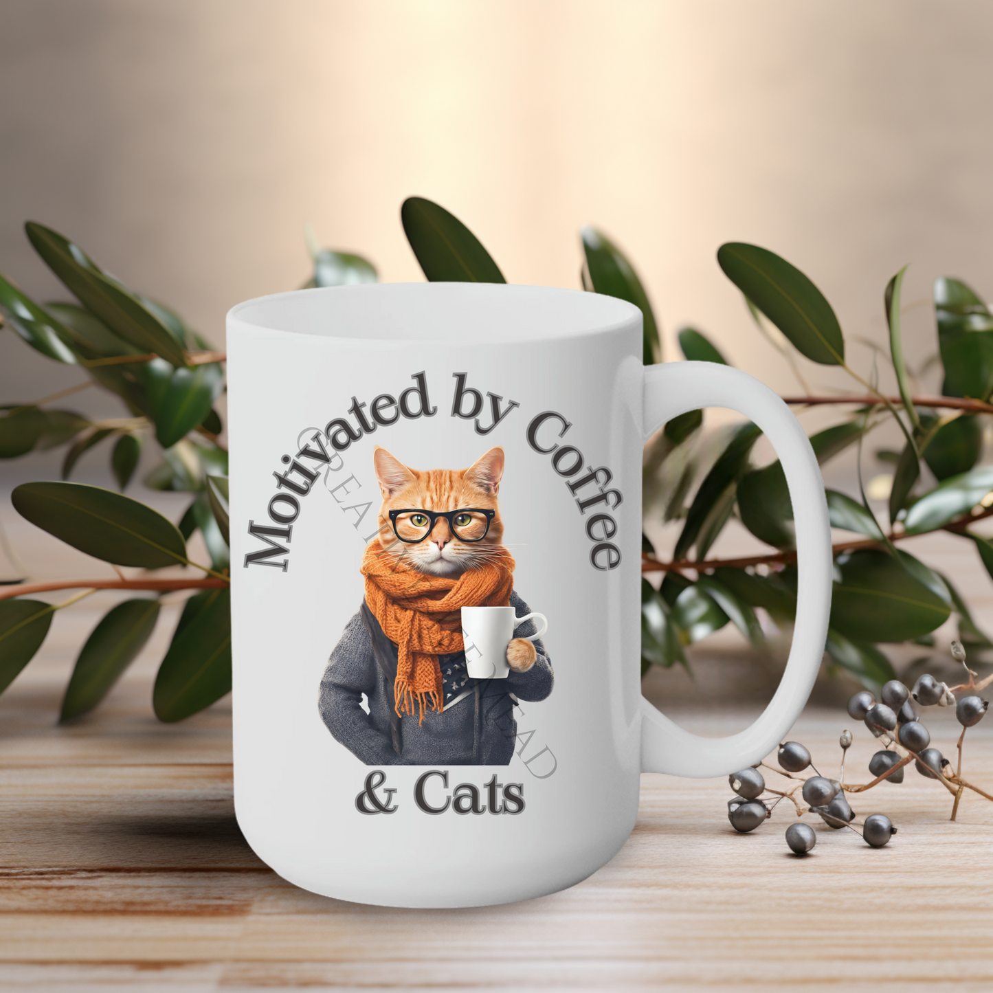 Motivated by Coffee & Cats 15oz Mug