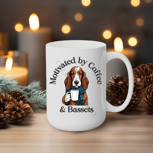 Motivated by Coffee & Bassets 15oz Mug