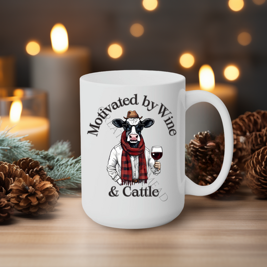 Motivated by Coffee & Cattle 15oz Mug