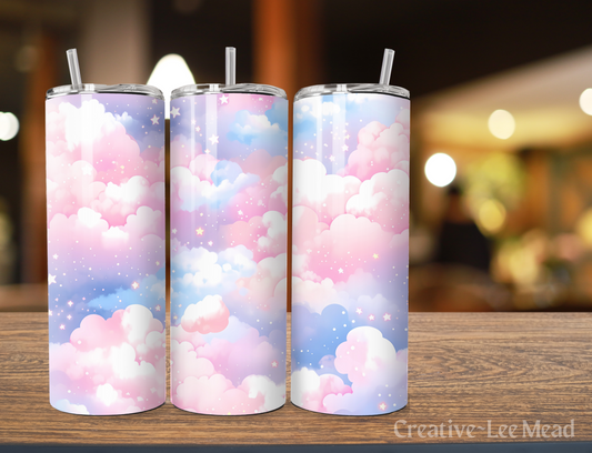 Multi-Pastel Colored Clouds, Sky & Stars Celestial 20oz Tumbler