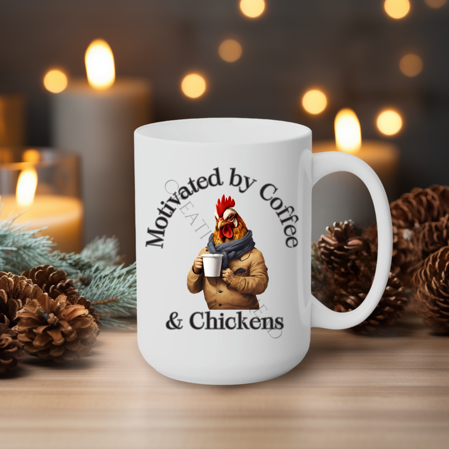 Motivated by Coffee & Chickens 15oz Mug