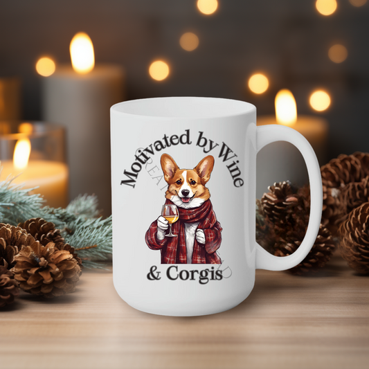 Motivated by Coffee & Corgis 15oz Mug