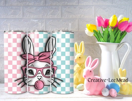 Check Patterned Easter Bunny 20oz Tumbler