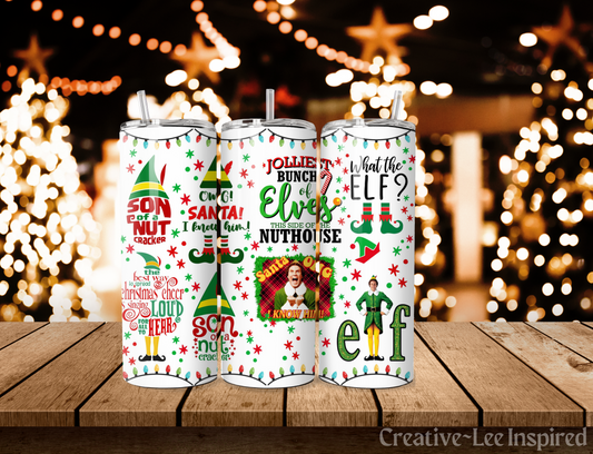 Christmas Movie Themed Christmas Tumbler with Lid and Metal Straw, Christmas Travel Cup