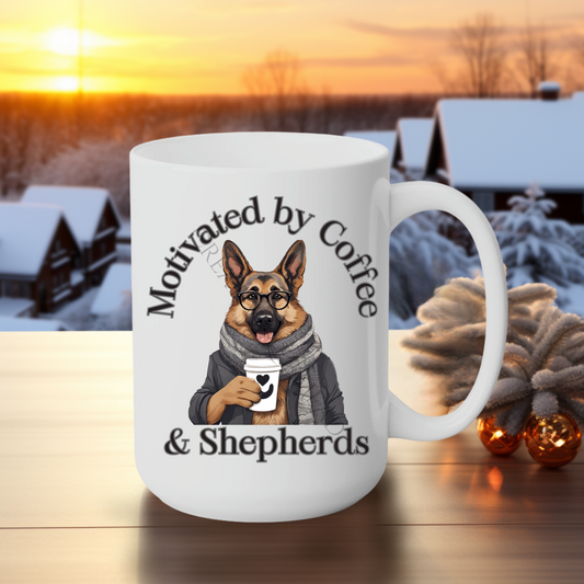 Motivated by Coffee & Shepherds 15oz Mug