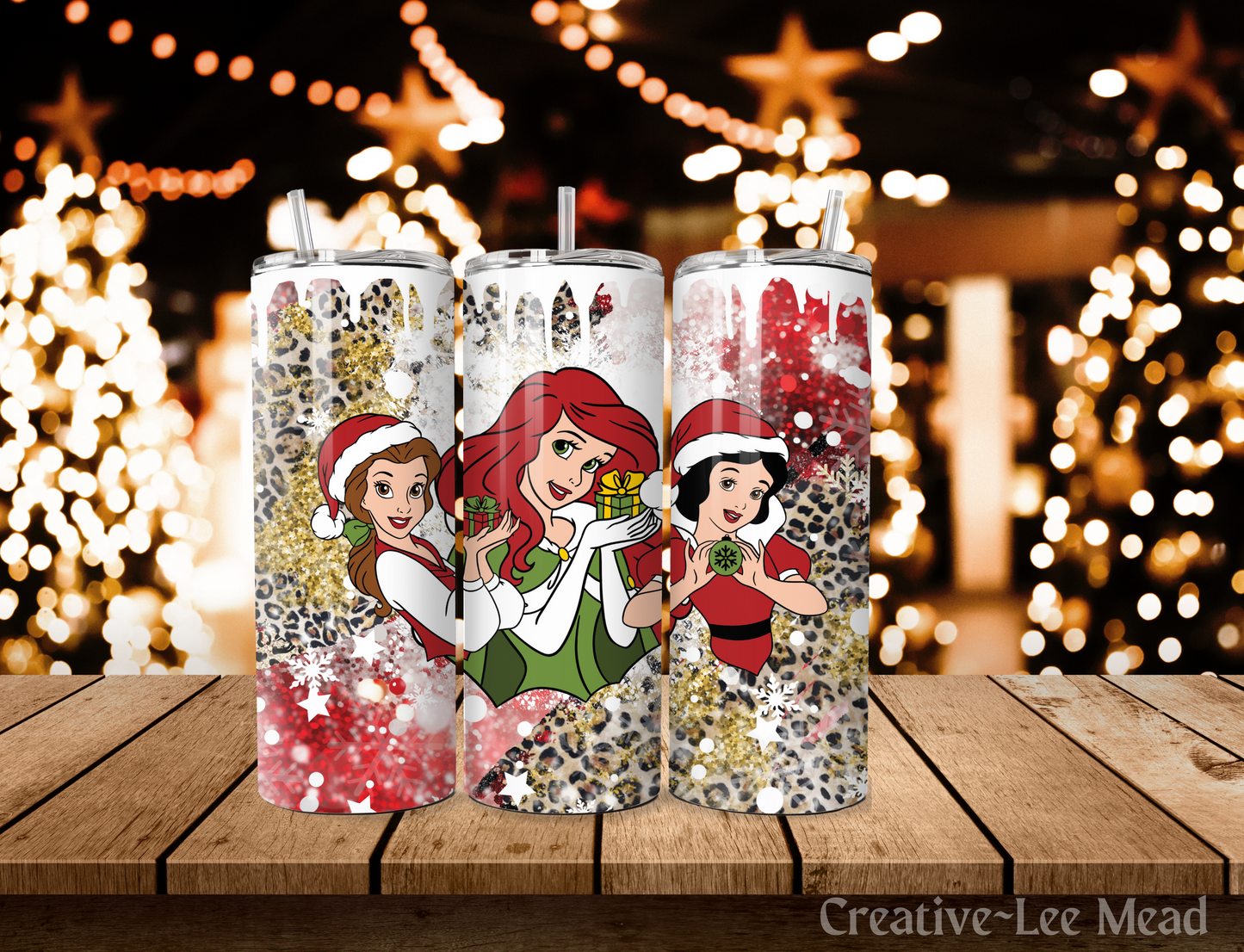 Movie Character Themed Christmas Tumbler with Lid and Metal Straw, Christmas Travel Cup