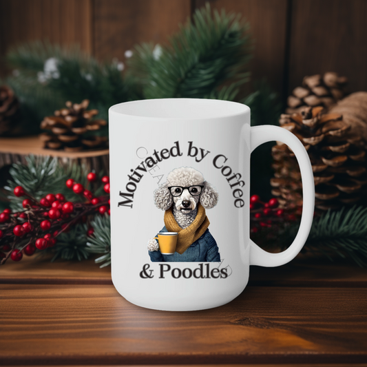 Motivated by Coffee & Poodles 15oz Mug