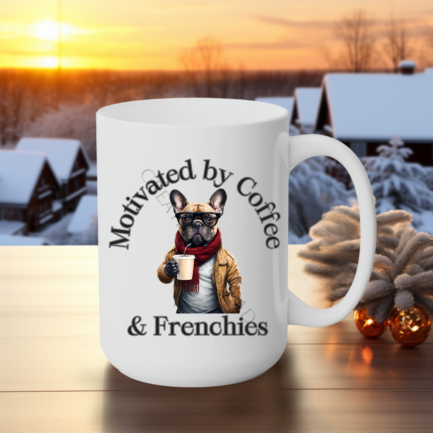 Motivated by Coffee & Frenchies 15oz Mug