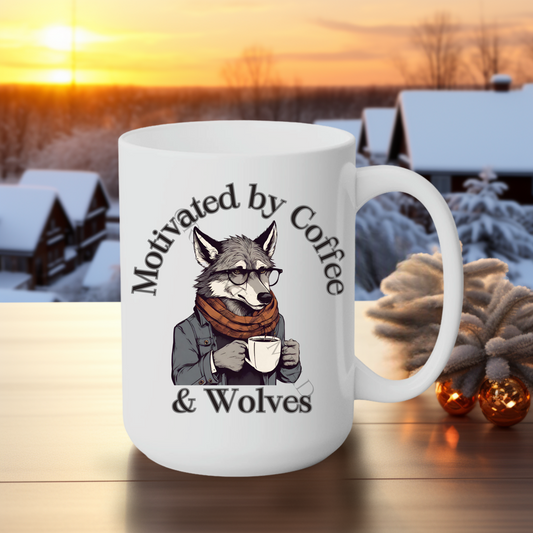 Motivated by Coffee & Wolves 15oz Mug