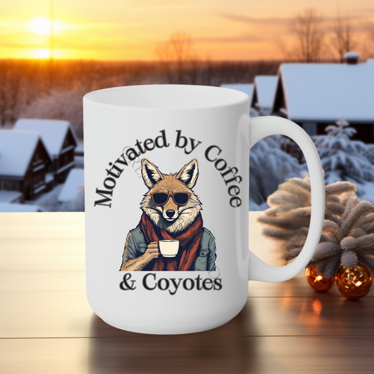 Motivated by Coffee & Coyotes 15oz Mug