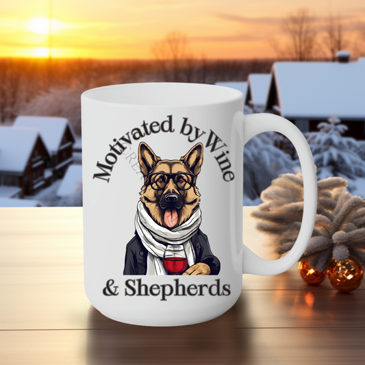 Motivated by Wine & Shepherds 15oz Mug