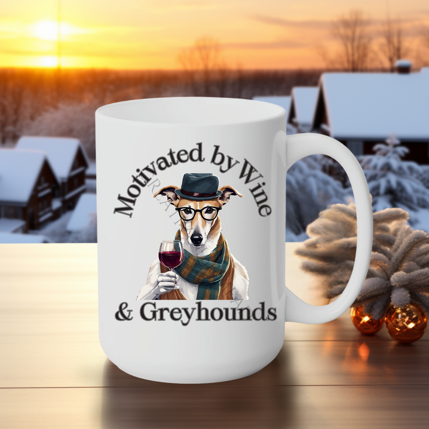 Motivated by Wine & Greyhounds 15oz Mug