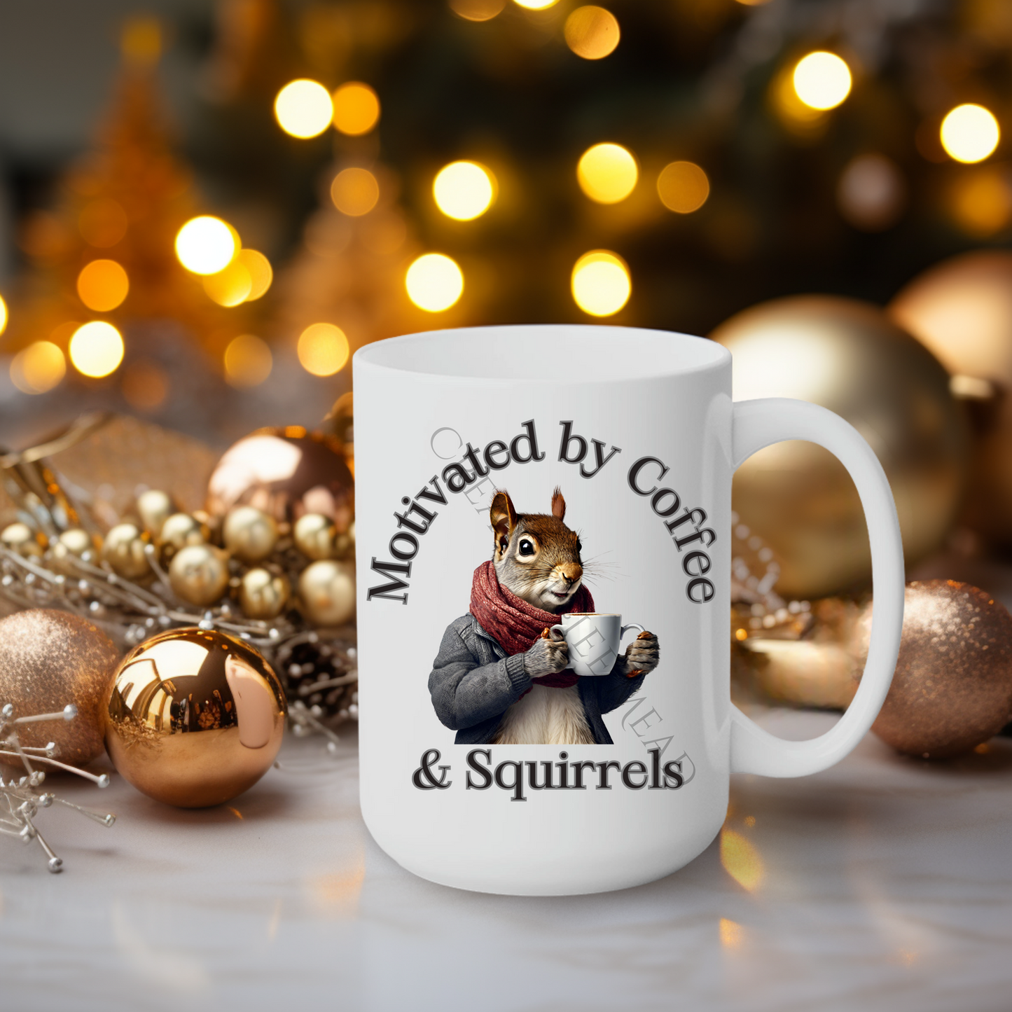 Motivated by Coffee & Squirrels 15oz Mug