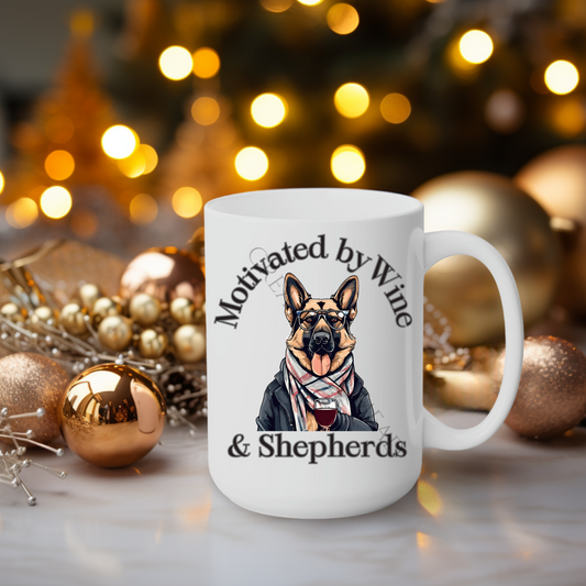 Motivated by Wine & Shepherds 15oz Mug