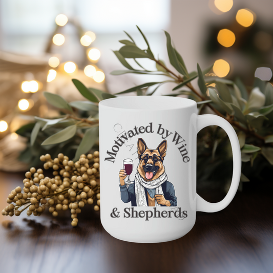 Motivated by Wine & Shepherds 15oz Mug