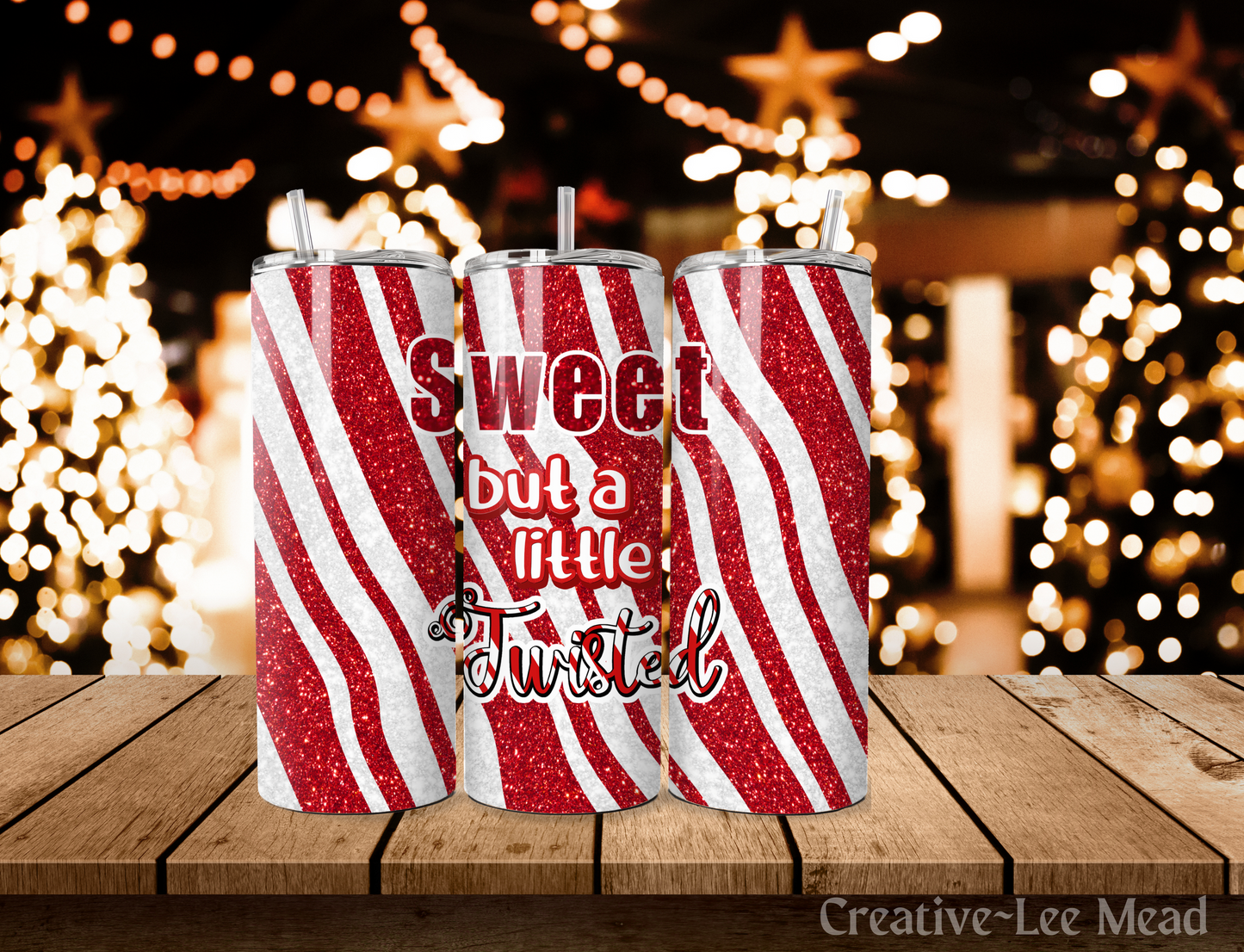 Candy Cane Sweet But Twisted Christmas Tumbler with Lid and Metal Straw, Christmas Travel Cup