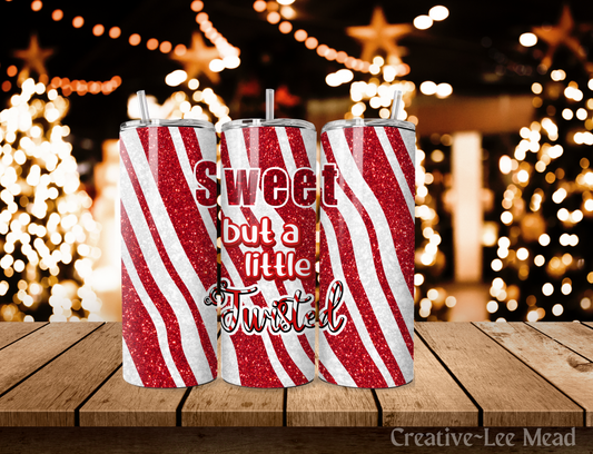 Candy Cane Sweet But Twisted Christmas Tumbler with Lid and Metal Straw, Christmas Travel Cup