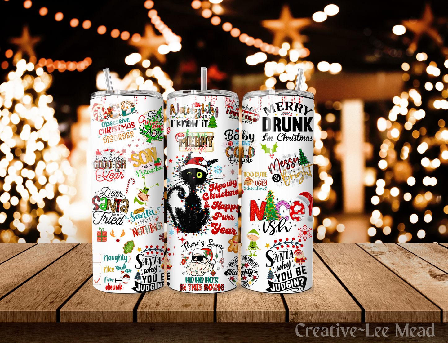 Sarcastic Quotes Christmas Tumbler with Lid and Metal Straw, Christmas Travel Cup