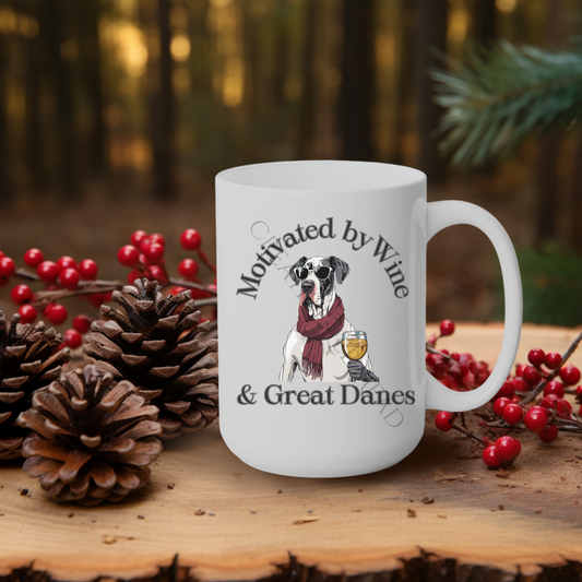 Motivated by Wine & Great Danes 15oz Mug