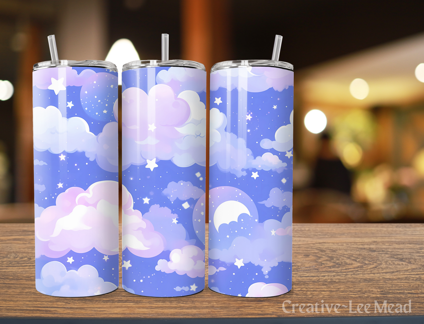 Purple Clouds, Moon & Stars Celestial 20oz Tumbler