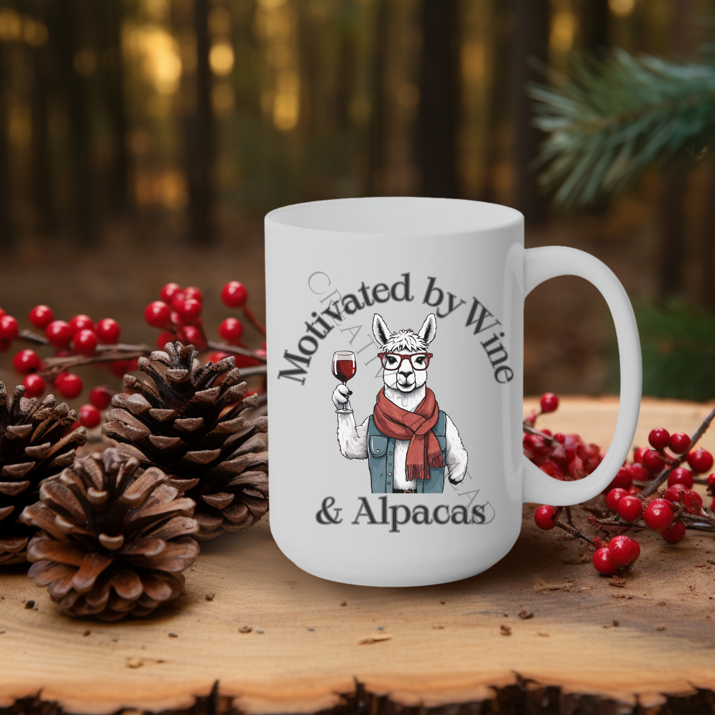 Motivated by Wine & Alpacas 15oz Mug