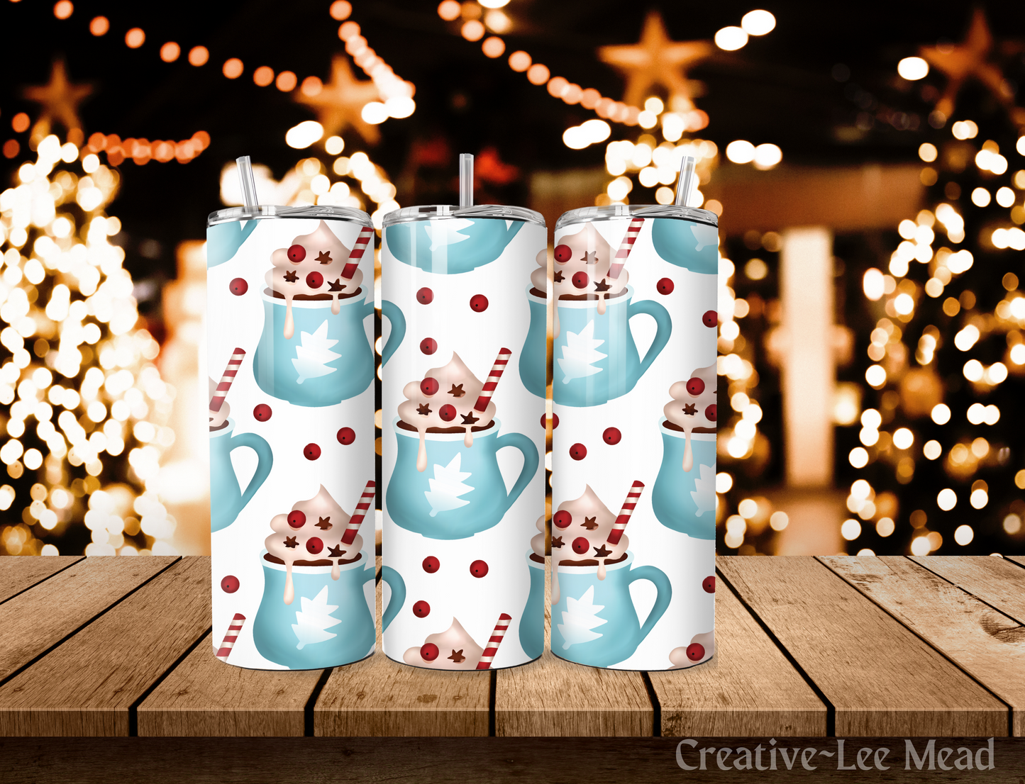 Winter Coffee Christmas Tumbler with Lid and Metal Straw, Christmas Travel Cup