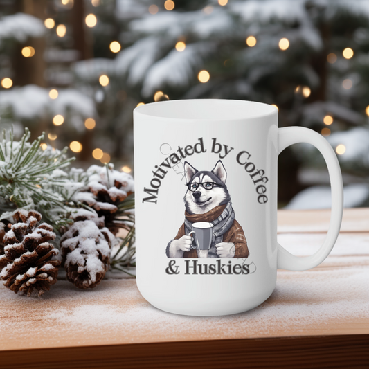 Motivated by Coffee & Huskies 15oz Mug