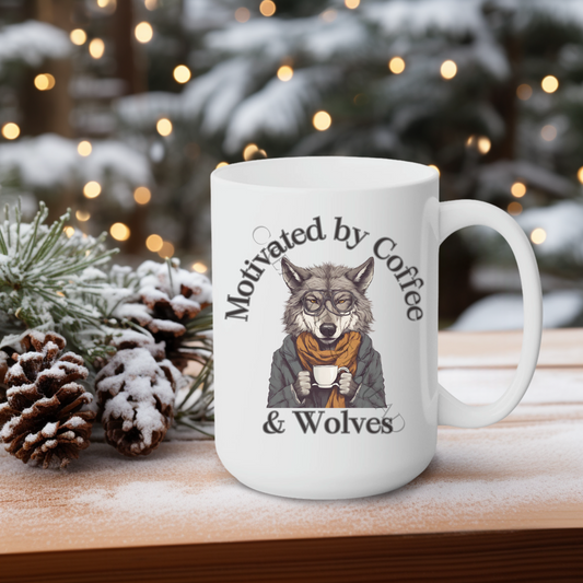 Motivated by Coffee & Wolves 15oz Mug