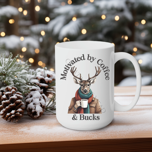 Motivated by Coffee & Bucks 15oz Mug