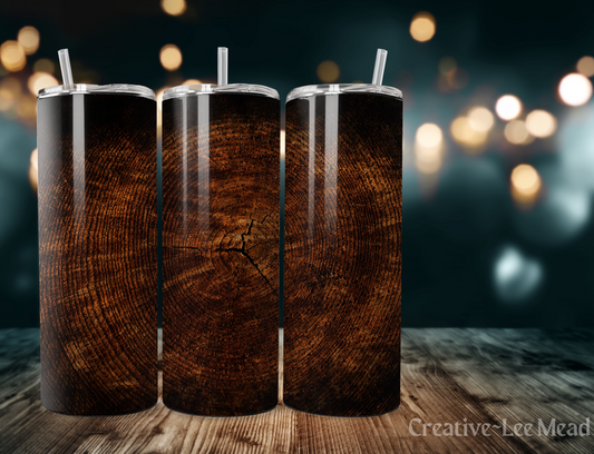 Faux Dark Wood 20oz Tumbler