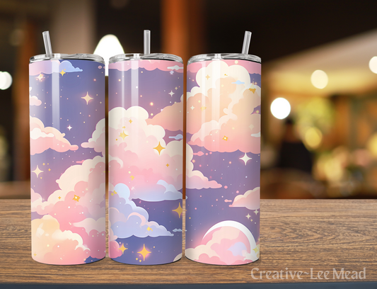 Pastel Clouds, Moon & Stars Celestial 20oz Tumbler