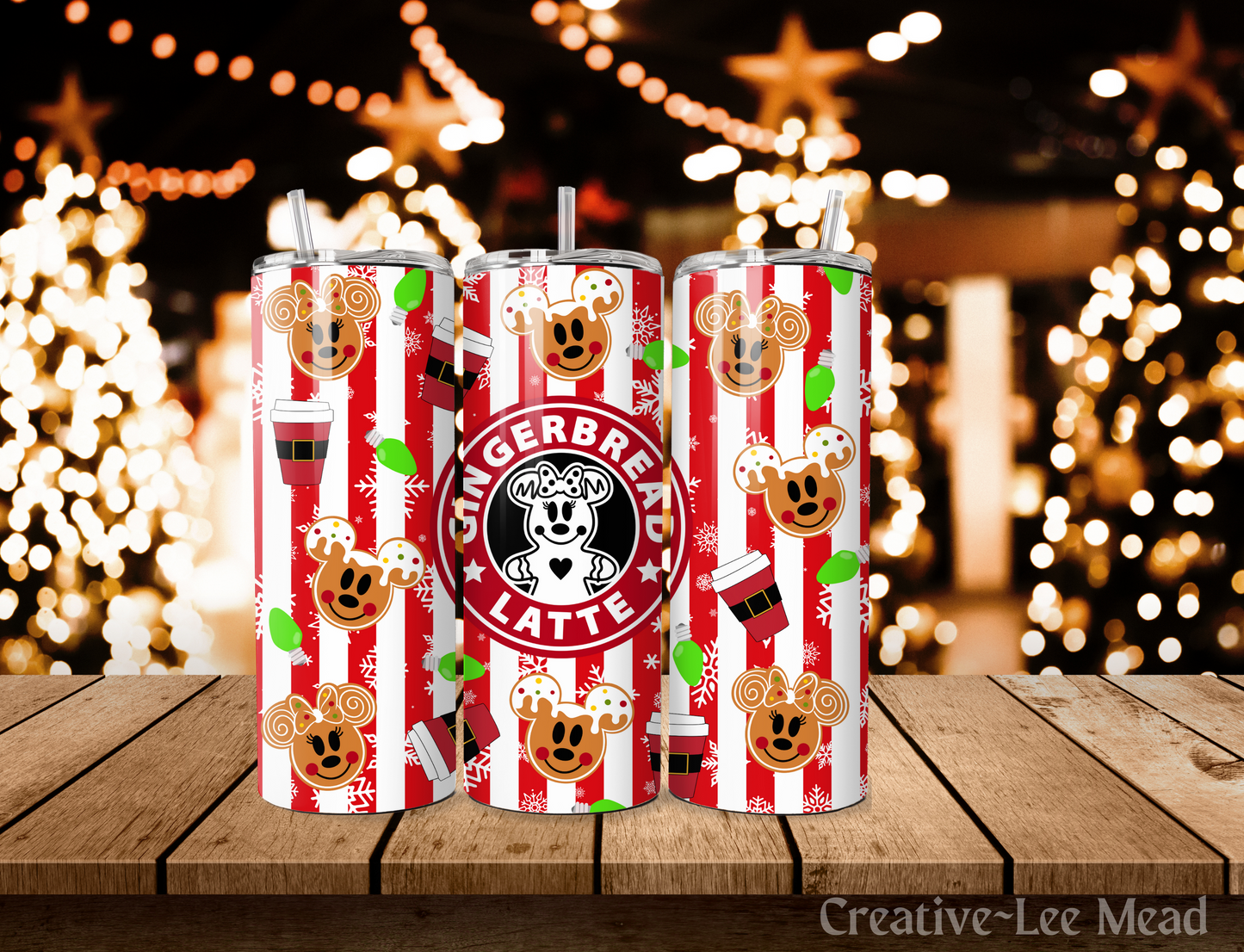 Gingerbread Latte Christmas Tumbler with Lid and Metal Straw, Christmas Travel Cup