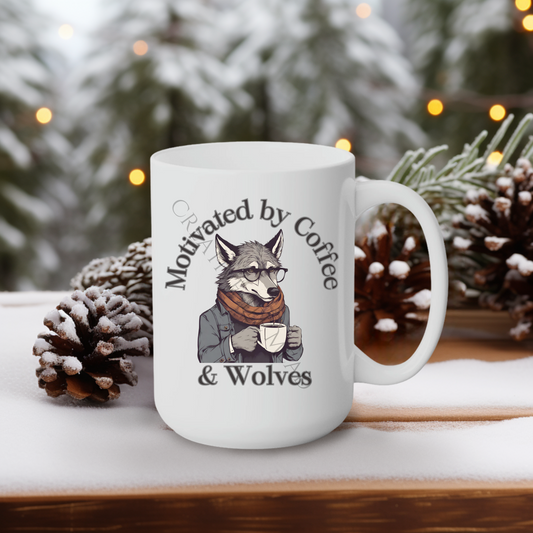 Motivated by Coffee & Wolves 15oz Mug