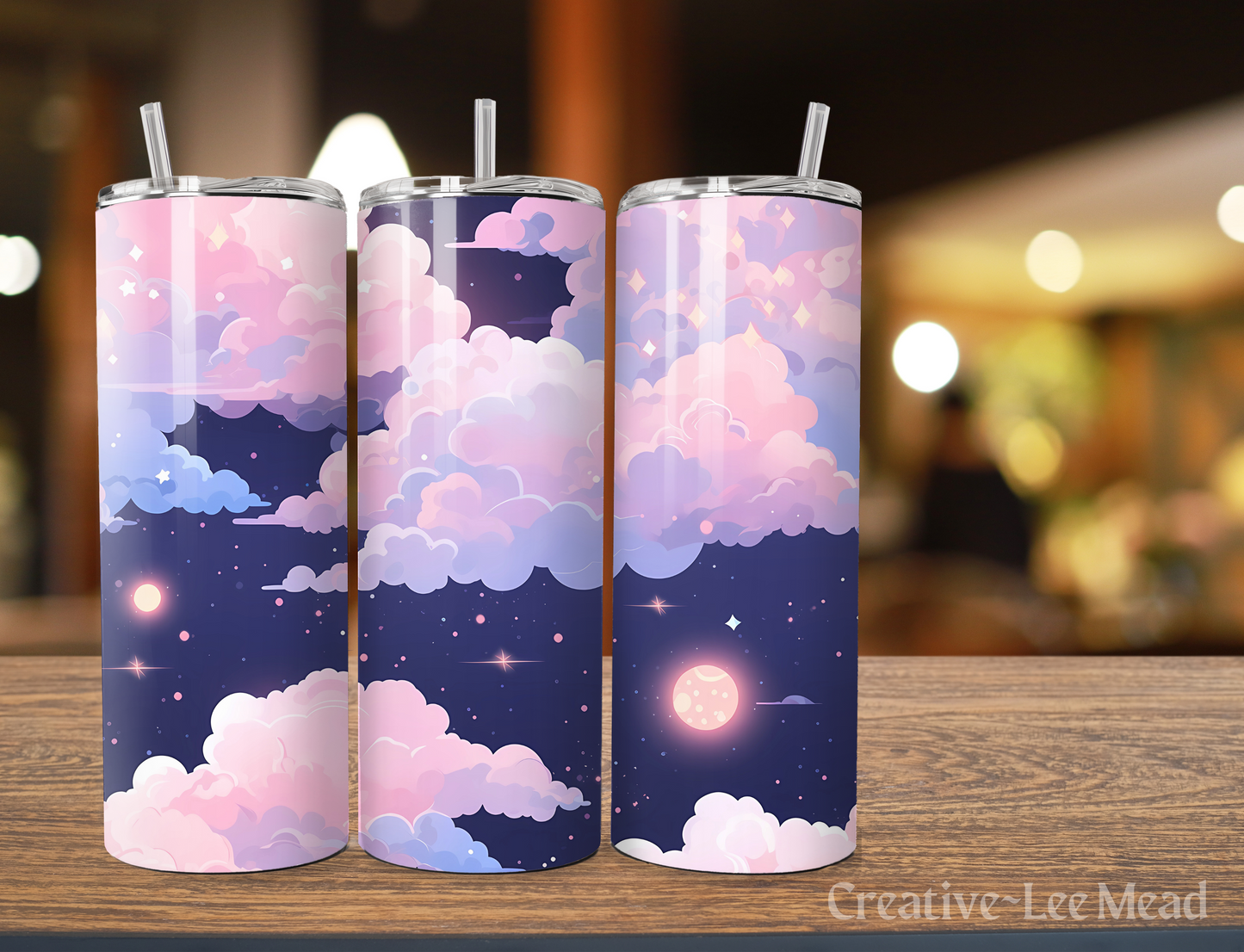 Pastel Clouds, Moon & Stars Celestial 20oz Tumbler