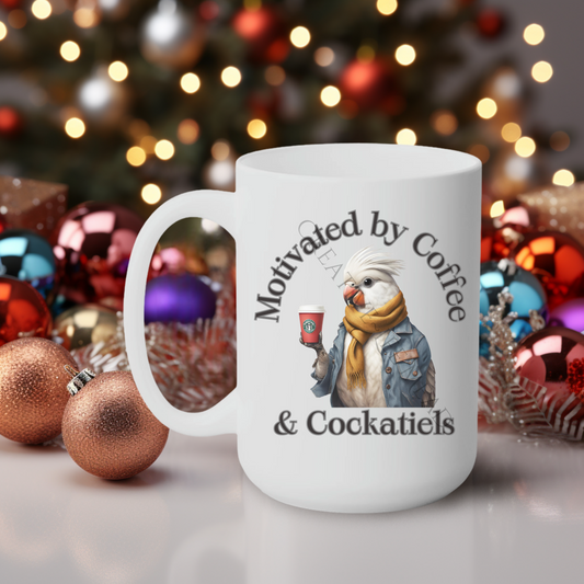 Motivated by Coffee & Cockatiels 15oz Mug