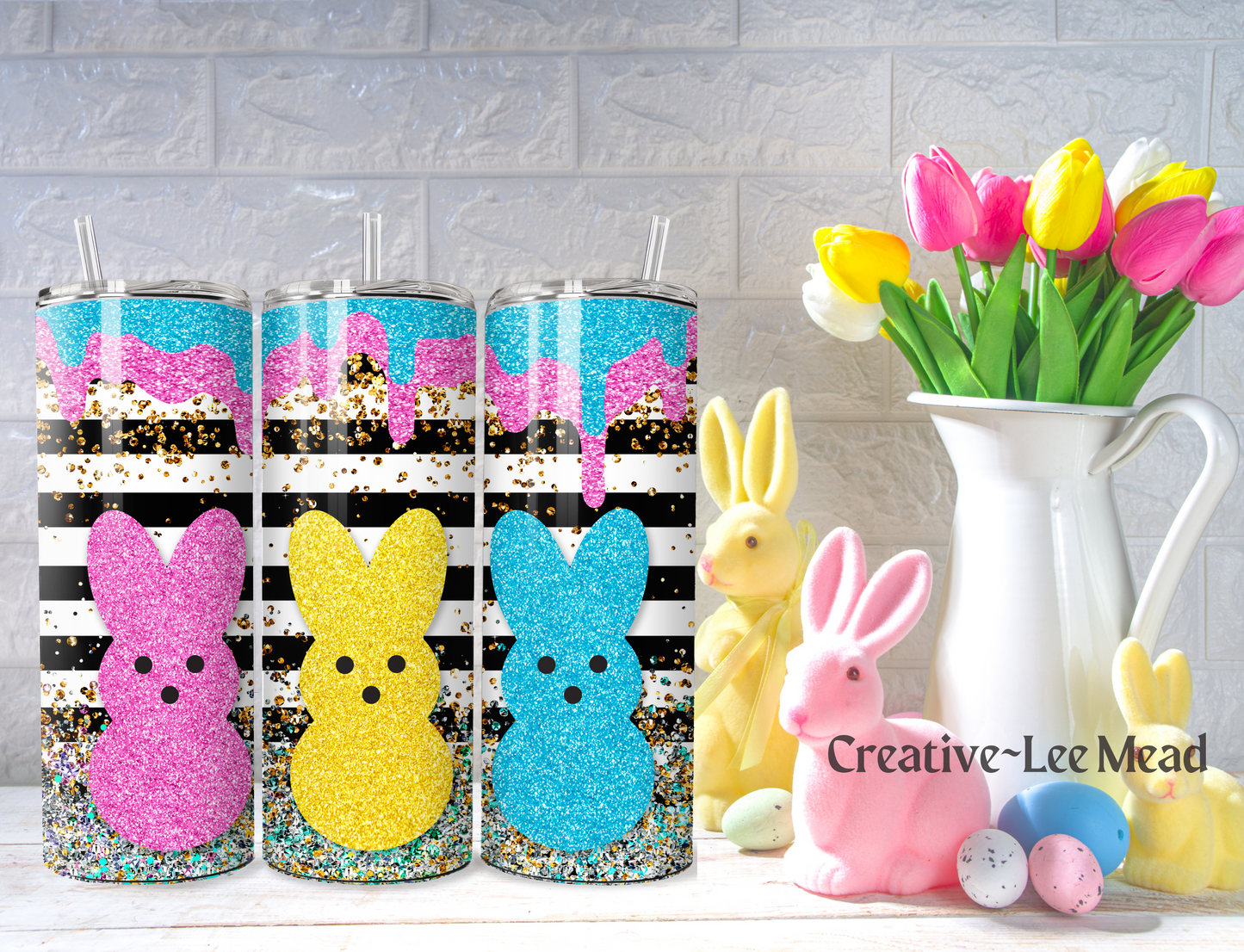 Large Glitter Peeps 20oz Easter Tumbler