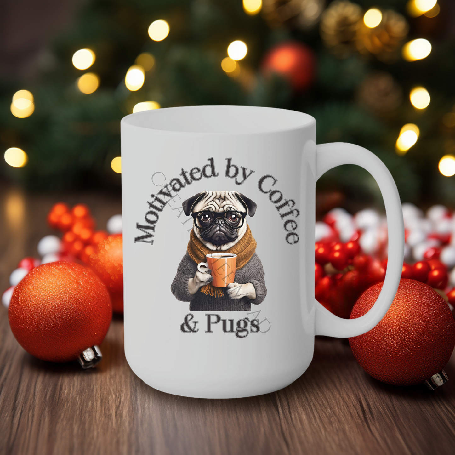 Motivated by Coffee & Pugs 15oz Mug