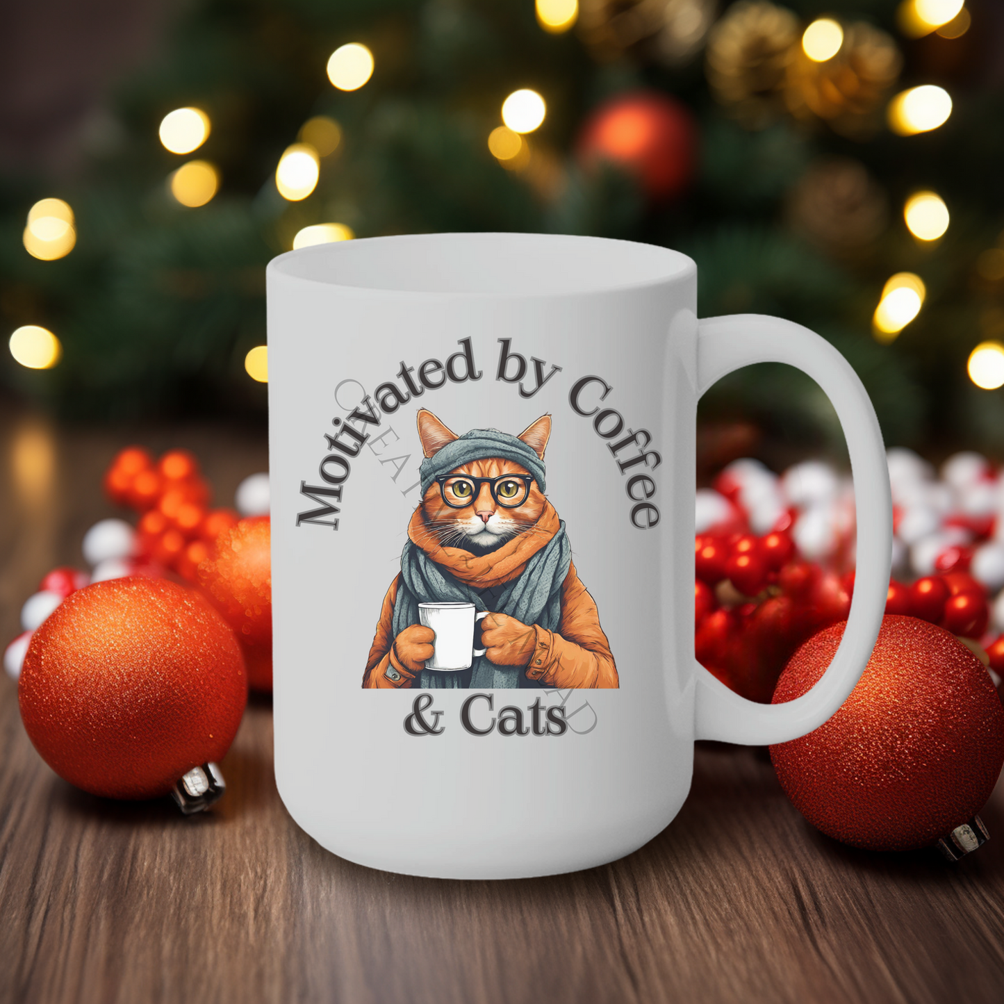 Motivated by Coffee & Cats 15oz Mug