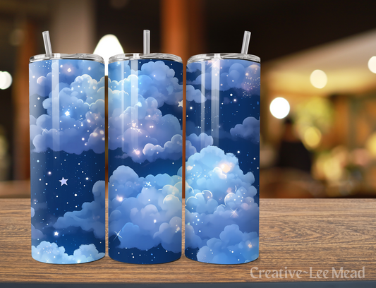 Blue Clouds, Moon & Stars Celestial 20oz Tumbler